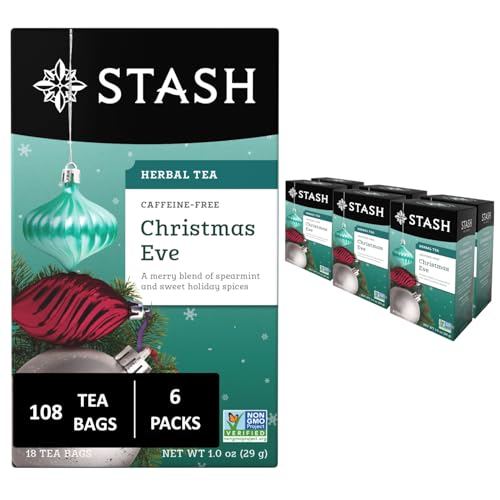 Image of Stash Tea Christmas Eve Herbal Tea - Caffeine Free, Non-GMO Project Verified Premium Tea with No Artificial Ingredients, 18 Count (Pack of 6) - 108 Bags Total