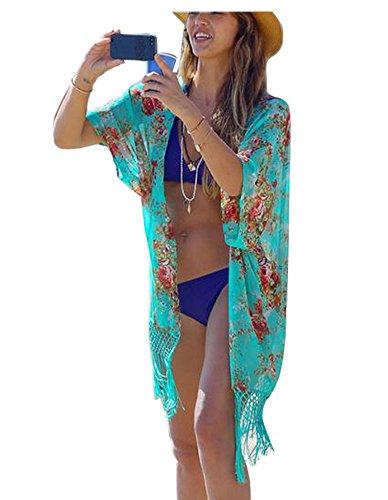 SZJH Desgaste para Mujer de la Gasa de la Playa Cubre para Arriba Cardigan Beachwear del Bikini