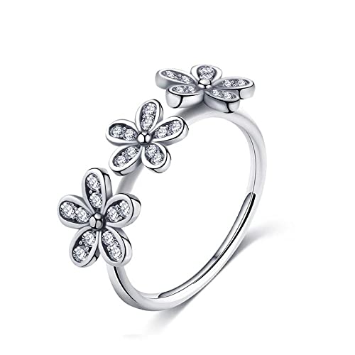 Bague argent 925 femme anneau fleur zircon AAA bijoux fins tendance