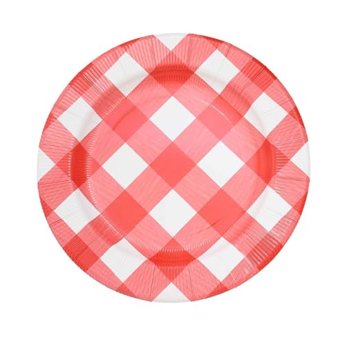 Efavormart 10 Pack Platos Cargadores Rojo y Blanco 13" miniatura 6