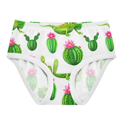 Cacti Watercolor Iguanas Floral Panties for Girl Girls Underwear Toddlers Cotton Flower Briefs Underpants 2t