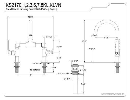 Kingston KS217KLVN Industrial Style Bathroom Faucet, Black Stainless by Kingston Brass - Used condition - Image 8