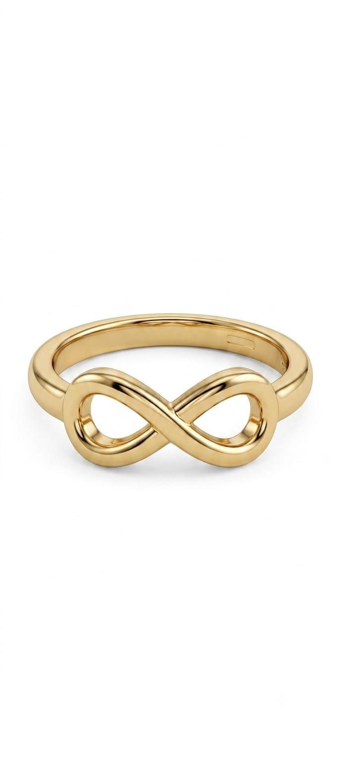 Gold Infinity Symbol Ring, Polished Finish, Elegant Statement Band for Women-image-13