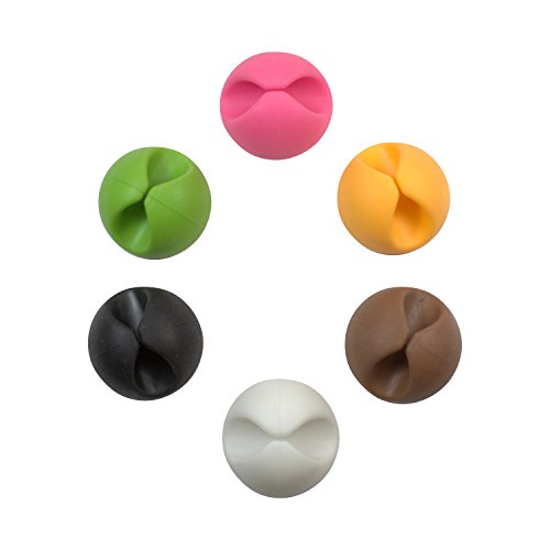 ROK Hardware Multipurpose Silicone Multicolor Green, Brown, White, Black, Pink, Orange Cable Clip Grip Wire Cord Type USB Desk Wall Desktop Organizer Charger Holder 6 Pack