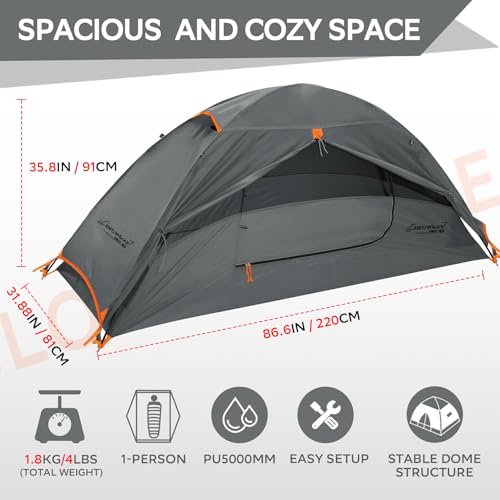 Image of Clostnature Lightweight Tent for Backpacking - 1 /2 /3 /4 Person Ultralight Backpacking Tent, Waterproof Easy Setup Camping Tent, Hiking Tent for Outdoor, Hiking and Mountaineering