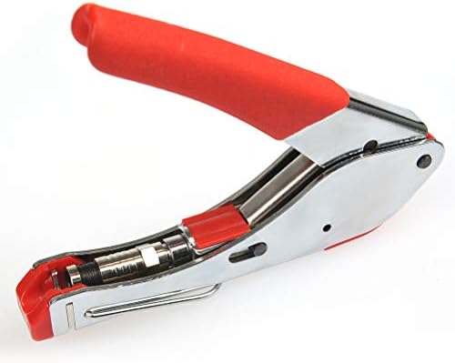 BUYGOO Coax Cable Crimper Tool Kit with Adjustable Double-blade Wire Stripper Tool, Coaxial Compression Tool and F Female Connector Terminals, Portable Coaxial Cable Stripping Tool for RG58/59/6/62