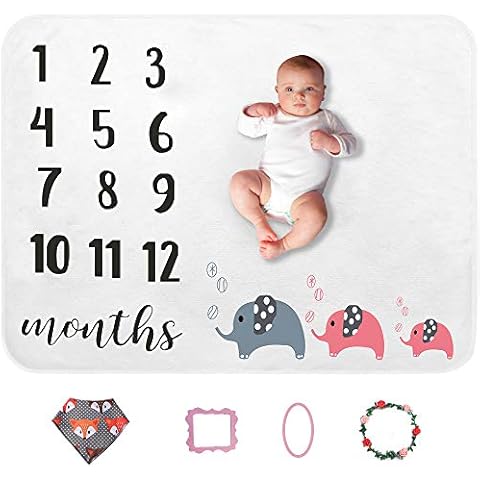 sunvito Baby Milestone Blanket | 1 to 12 Months | Plush Organic Baby Photo Blanket for Baby Boy Girl | Large 47Inch x 39Inch | Baby Month Blanket for Newborn Baby Shower Cover
