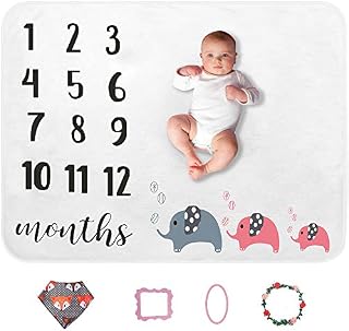 SUNVITO Baby Milestone Blanket | 1 to 12 Months | Plush Organic Ba