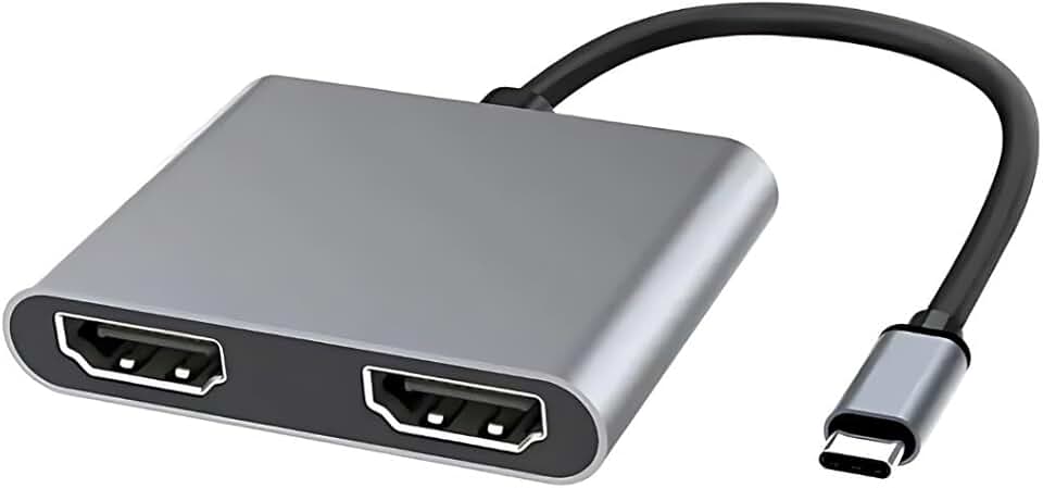 Adaptador USB-C para HDMI 4K Dupla Saída – 60Hz/30Hz, Alta Definição para Monitor, TV, Projetor, Macbook, Windows, Plug & Play