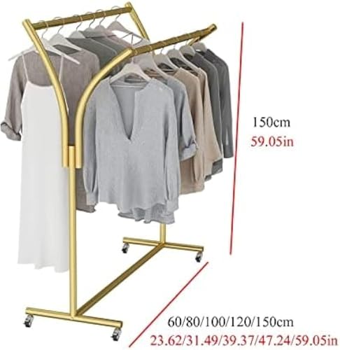 Porte-vêtements en métal gold 80x150cm robuste sur roues