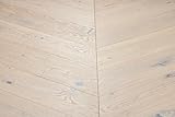 Holzfloors Chevron Vintage 60° Parkettboden, Dreischichtig Parkett, Eichenschicht 3,5 mm dick, Wasserfest, Massivdiele, Echtes Holz, Parketthölzer, Neu Weiß 14x164x800mm