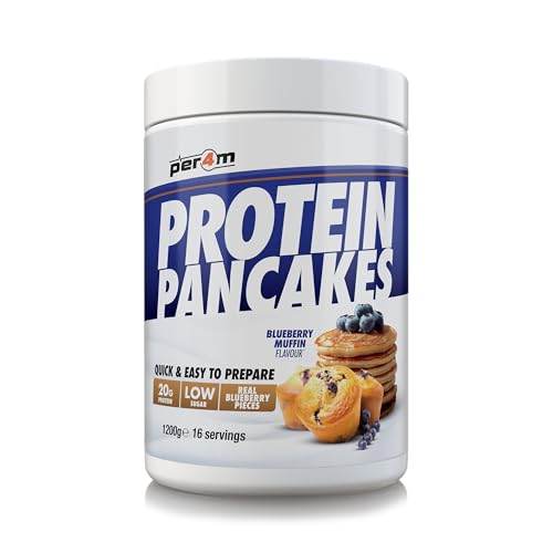 Per4m Protein Pancakes | High Protein Powder with 20g Protein and Low in Sugar | Quick and Easy to Prepare | High Protein Breakfast | 16 Servings (1.2kg Blueberry Muffin)