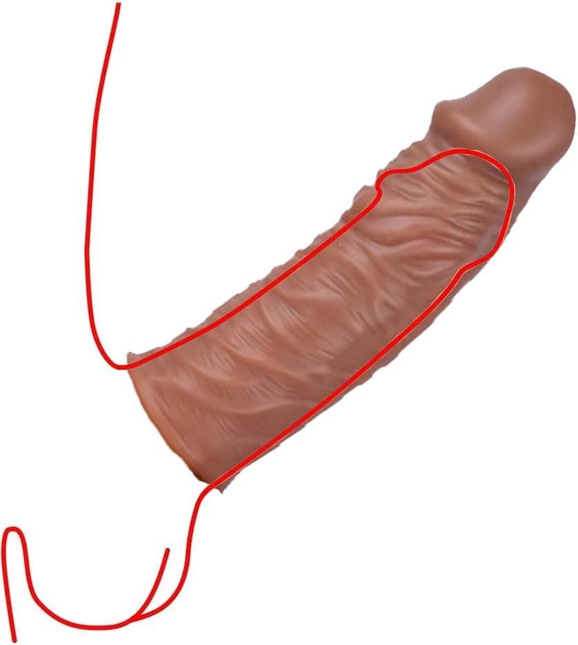 Penis Sleeve Extender Cock Sleeve Extension Sheath Silicone Penis Ring Enlarge Thicken Reusable Realistic Condom Enlarger Male Sex Toy for Men Couples (6")