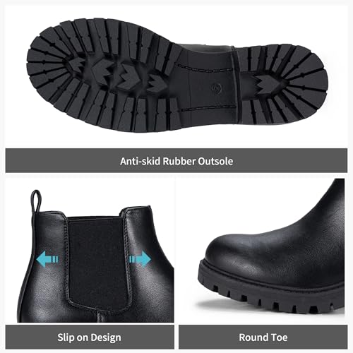 Vepose Women's 9625 Chelsea Ankle Boots, Chunky Low Heel Pull-on Booties with Elastic and Lug Sole4