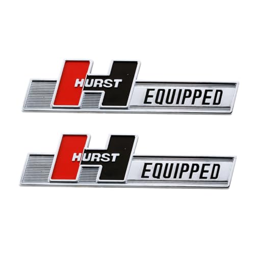 Image of 2Pc Hurst Equipped Emblem 3D 1361000 Shifter Badge Logo Nameplate