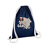 Fermeture par cordon Fabulous Sac de Gym en Coton Bleu Gard 30 Département Nimes Carte Ancienne Occitanie 12 Litres