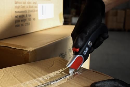 WEDO Safety Cutter Premium – Sicherheitsmesser mit automatischem Klingenrückzug, Metallgriff & Gummieinsatz, inkl. 5 Wechselklingen, ergonomisch für Rechts- & Linkshänder