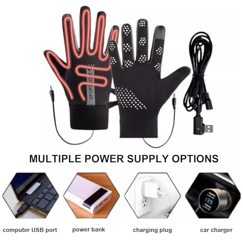 Guantes calefactables USB para esquí y senderismo con protección antiviento 3