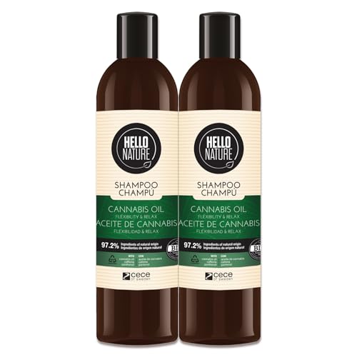 P-Beauty Champú con aceite de semilla de cáñamo orgánico para cabello seco y dañado, cuidado vegano con ácidos grasos omega sin siliconas, parabenos ni sulfatos, champú para cabello seco (2 x 300 ml)