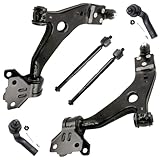 Detroit Axle - 6pc Front Lower Control Arms Kit for Ford 2012-2018 Focus 2014-2018 Transit Connect 2 Lower Control Arms w/Ball Joints 4 Inner & Outer Tie Rods 2015 2016 2017 Replacement