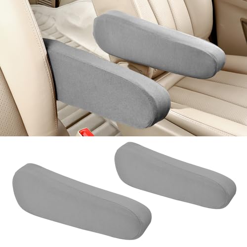 Wogomz 2PCS Car Front Seat Armrest Covers, Elastic Cloth Fabric Auto Front Seat Armrest Cover Replacement, Universal Vehicle Seat Armrest Protectors, Car SUV Truck Accessories (Gray)