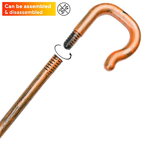 Skeleteen Shepherd's Costume Crook Staff - Shepherd Gold Wood Like Hook Cane For Cosplay And Dress Up #TOP23