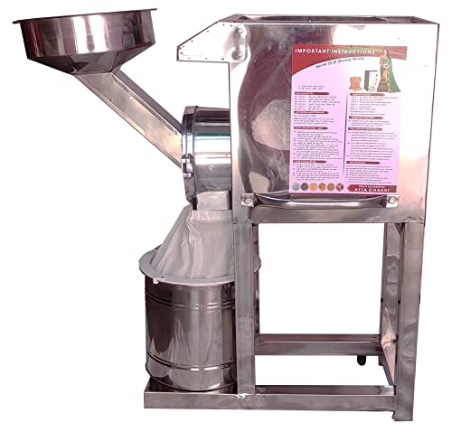 Image of ZOZ STAR Pulverizer Machine for Masala Grinder,Atta chakki 2 in 1 Stainless Steel Flour Mill, Domestic Aata Maker, (O Golden Chamber) Automatic 2 in 1 Pulveriser-1 HP Warranty 10 Years T767