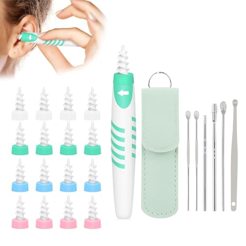 AYNKH Kit d'extraction du cérumen avec 16 embouts en silicone doux, 6 embouts en acier inoxydable et un sac portable pour les enfants et les adultes