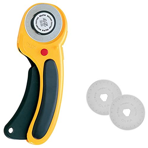 OLFA Rotary Cutter with 45mm Rotary Blades x2 Set, Olfa Cutter