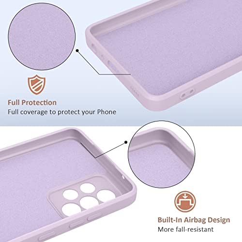 WOOZ compatible with Samsung Galaxy A52 5G&4G Case, Slim Liquid Silicone Full Covered Soft Gel Rubber Cover for Samsung Galaxy A52s Case (Grass purple+Light blue)