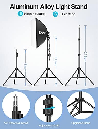 EMART 1000W Softbox Lighting Kit with Reflectors, 24 x24"/60 x 60cm E27 Socket Professional Photography Studio Lights with 4500 Lumen 5500k Bulbs, Soft Box Light for Portraits Video Product Shooting