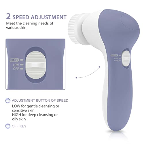 Facial Cleansing Brush Face Scrubber: CLSEVXY Electric Face Spin Cleanser Brushes with 7 Brush Heads for Deep Cleansing, Gentle Exfoliating, Removing Blackhead, Massaging