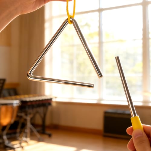SOUJAP 20 Pack 6 Inch Triangle Instrument, Musical Metal Triangles with Striker, Hand Percussion Instrument for Music Clubs, Band - Thumbnail 6
