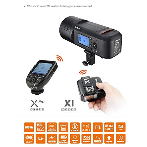 Godox Outdoor Flash Monoligh Ad600Pro 600Ws T Ttl 2.4G 1/8000S High-Speed Sync, 2600Mah Battery 360 Full Power Flashes,0.01-0.9S Recycle Compatible With Canon Nikon Sony Fujifilm Olympus Panasonic #TOP2