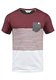 !Solid Malte Herren T-Shirt Kurzarm Shirt Mit Streifen Und Rundhals, Größe:M, Farbe:Wine Red (0985)