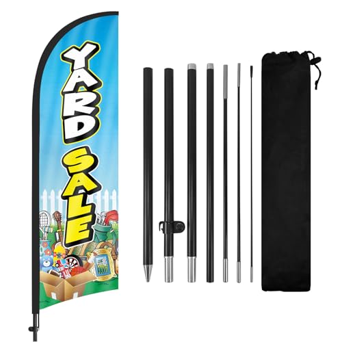 Yard Sale Feather Flag with Pole Kit 8Ft, Advertising Flag Sign for Garage Sales, Moving Sales Neighborhood Events by FSFLAG - Used condition - US$22.95