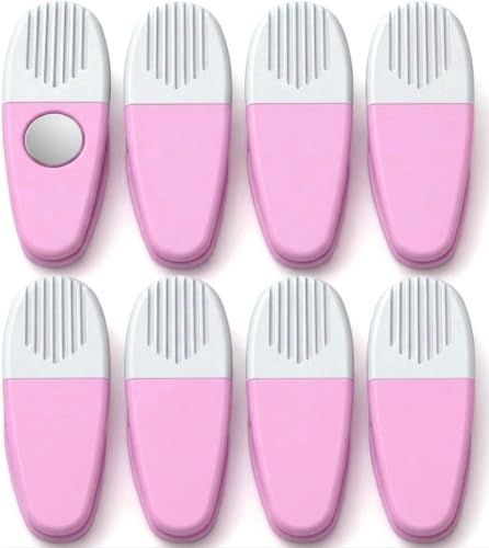 Thick Plastic Clips with Neodymium Magnet - 3-1/4" Length - Durable Versatile All-Purpose (Retro Pink White)