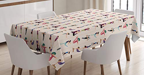 ABAKUHAUS Gymnastik Bordsduk, Friidrott Poses Theme, rektangulärt bordsskydd för matsal köksdekor, 140 cm x 240 cm, Flerfärgad