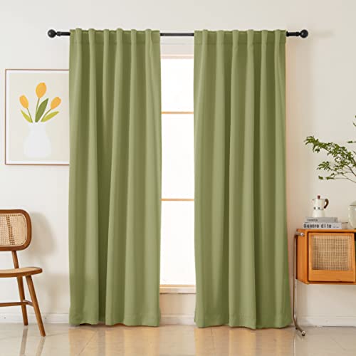 Pickluc Blackout Curtains 84 Inches Long 2 Panels, Black Out Drapes For Bedroom Or Living Room, Back Tab And Rod Pocket Top, Set Of Two, 52" Wide And 84" Length, Sage Greem. #TOP15