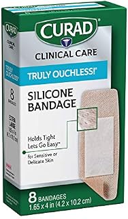 CURAD Truly Ouchless Extra Large Silicone Bandages, Flexible Fabric, 8 count