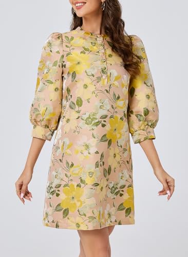Image of Ladyful Women's Floral Jacquard Dress Cocktail Mini Shift Dresses