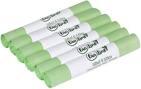 Mini 3L Compostable Caddy Bags - 150 liners - Kitchen Worktop Compost Food Waste Bin Liners for EN13432