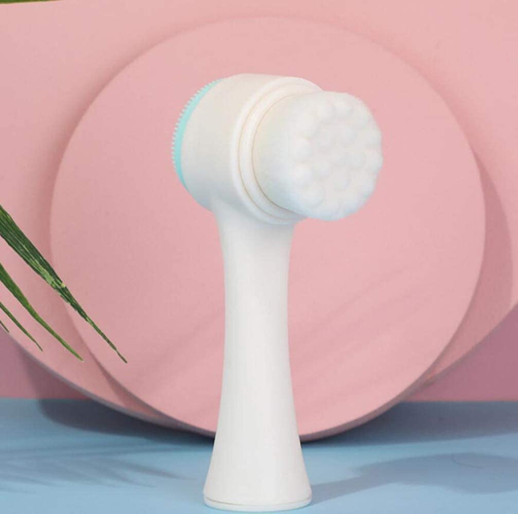 2-in-1 facial cleansing brush, silicone manual cleansing brush, deep cleansing skin keratin cleaning system, super soft massage pores, suitable for all types of skin (blue: Beauty