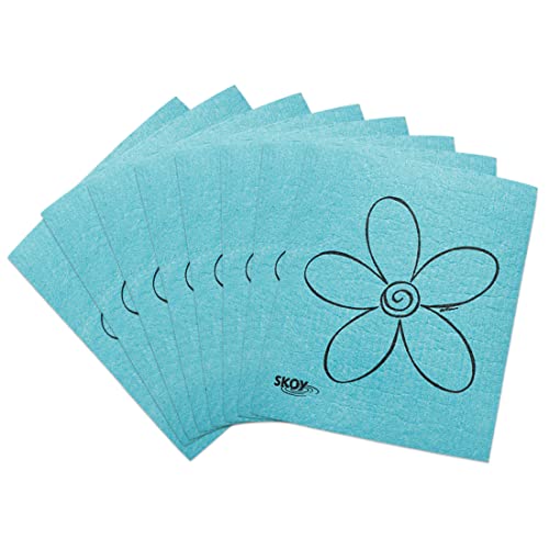 Skoy Cloth, 8-Pack Versatile Swedish Dishcloths for Kitchen and Household Use, Reusable Cleaning Cloths, Planet-Friendly, Dishwasher and Dryer-Safe, Turquoise