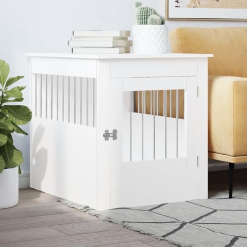 Vidaxl Gabbia Cani Arredamento Bianca 64,5X80X71Cm Legno Multistrato - 2