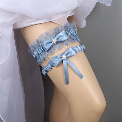 Lace Wedding Garters for Bride with Pearl Party Prom Leg Garter Belt2