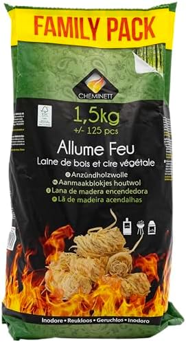 Laine de Bois - Allume Feu 100% Naturel - 1,5 kg, +/- 125 Pièces ...