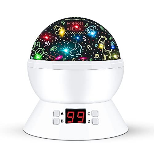 RTOSY Animals Projector Night Light for Kids, Night Light Projector with Timer, 360 Degree Rotation Projection Kids Night Lights for Bedroom Festival Party Birthday (Two Projector Cover)