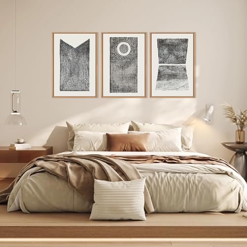 DRACIT Abstract Dot Black Pattern Framed Canvas Wall Art Set-16"x24"x3 by DRACIT - Used condition - Image 5
