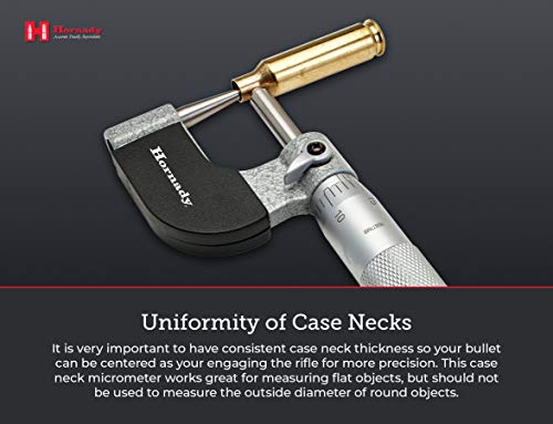 Hornady Vernier Ball Micrometer 050059 - Reloading Equipment for Measuring Case Neck Thickness Up to 1 Inch Range & 0.0001 Inch Accuracy-Ball Micrometer with Ratchet Stop, Spindle Lock, & Storage Case